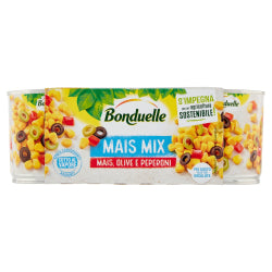 CORN WITH OLIVES AND PEPPERS BONDUELLE, CAN 3X170 G