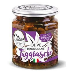 CITRES PITTED TAGGIASCHE OLIVES IN OLIVE OIL, GLASS 200 G