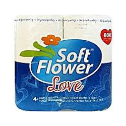 ТОАЛЕТНА ХАРТИЯ SOFT FLOWER LOVE, 2-ПЛ 4 РОЛКИ