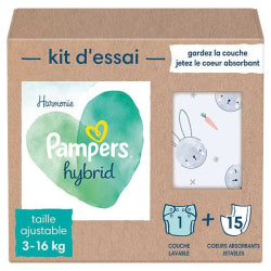 PAMPERS HYBRID DIAPER PANTS 1 PAIR + 15 DIAPERS, 3-16 KG