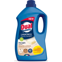 DUAL POWER LAUNDRY DETERGENT FOR WHITE AND COLORED CLOTHES WITH MARSEILLE SOAP, 45 WASHES, 1.8 L
