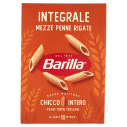BARILLA MEZZE PENNE RIGATE PASTA, WHOLE WHEAT, 500 G