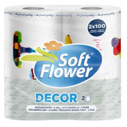 PAPER TOWELS SOFT FLOWER DECOR-LEMON 2 ROLLS, 2x100 SHEETS, 2-PLY