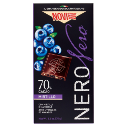 NOVI NERO DARK CHOCOLATE 70% COCOA, BLUEBERRIES AND ALMONDS 75G