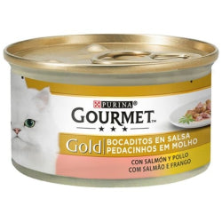 ХРАНА 3А КОТКИ PURINA GOURMET GOLD, СЬОМГА И ПИЛЕ 85 Г